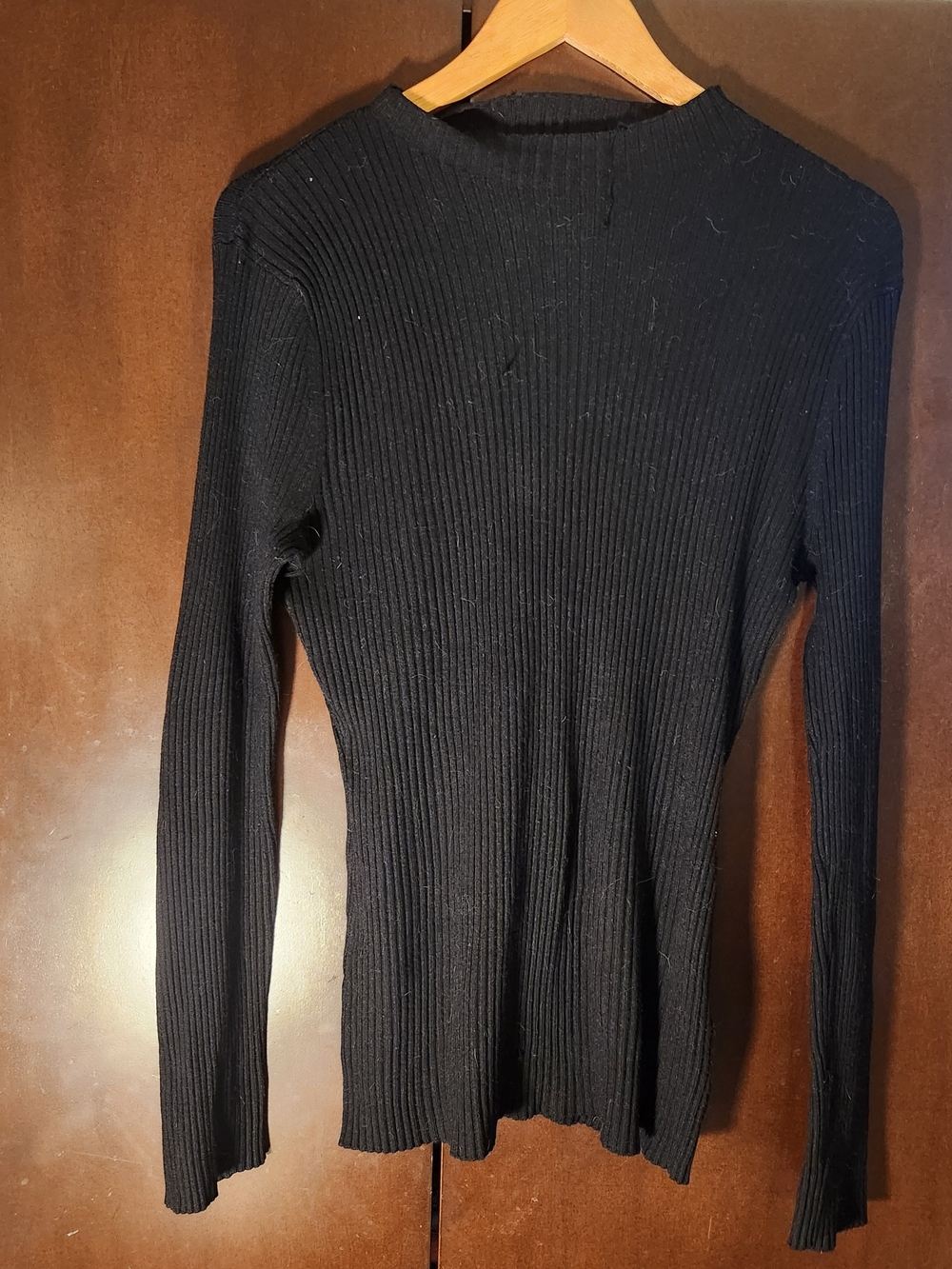 It's Our Time Black Ribbed Turtleneck Sweater Women Size Large